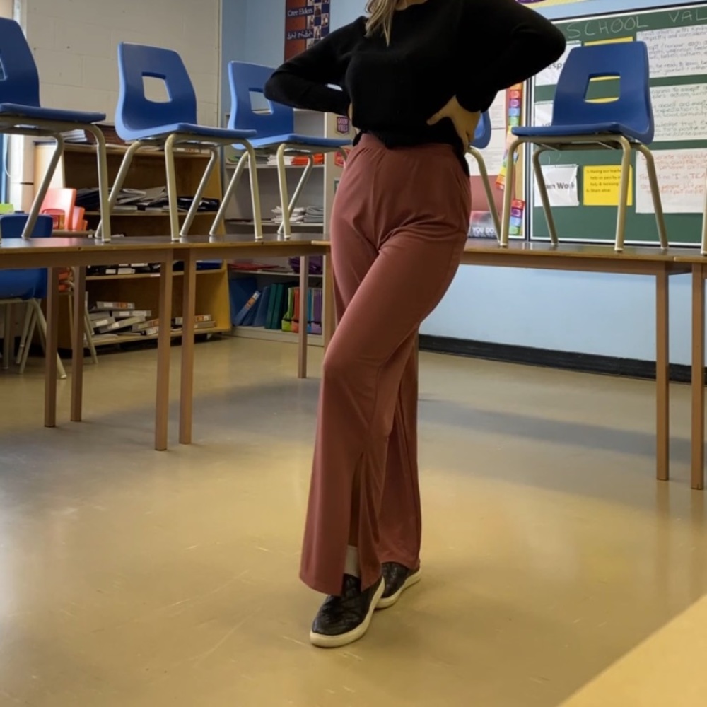 Pink Zara flare pants